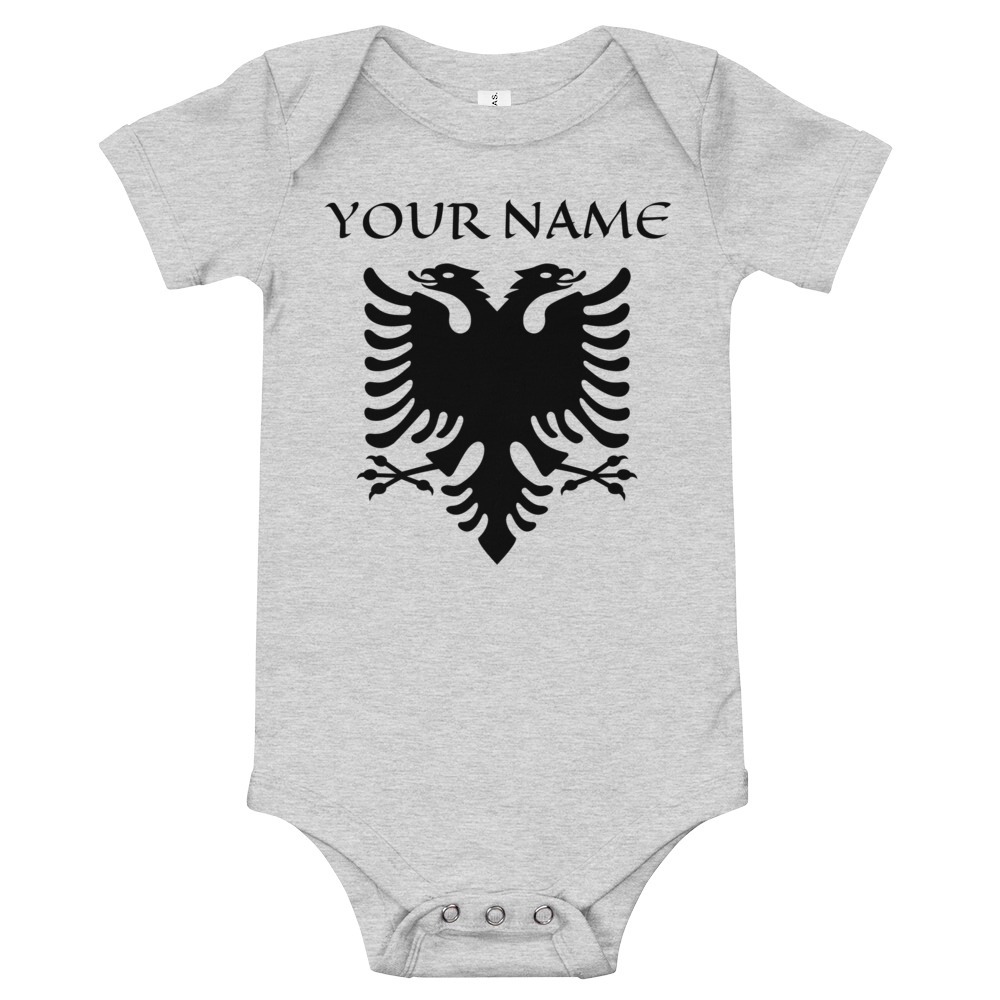 Albanian Eagle + Your Name Custom Personalized Baby Onesie